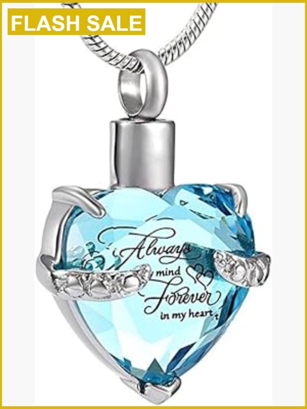 Heart Cremation Urn Necklace for Ashes Crystal Pendant Memorial Jewelry Fill Kit